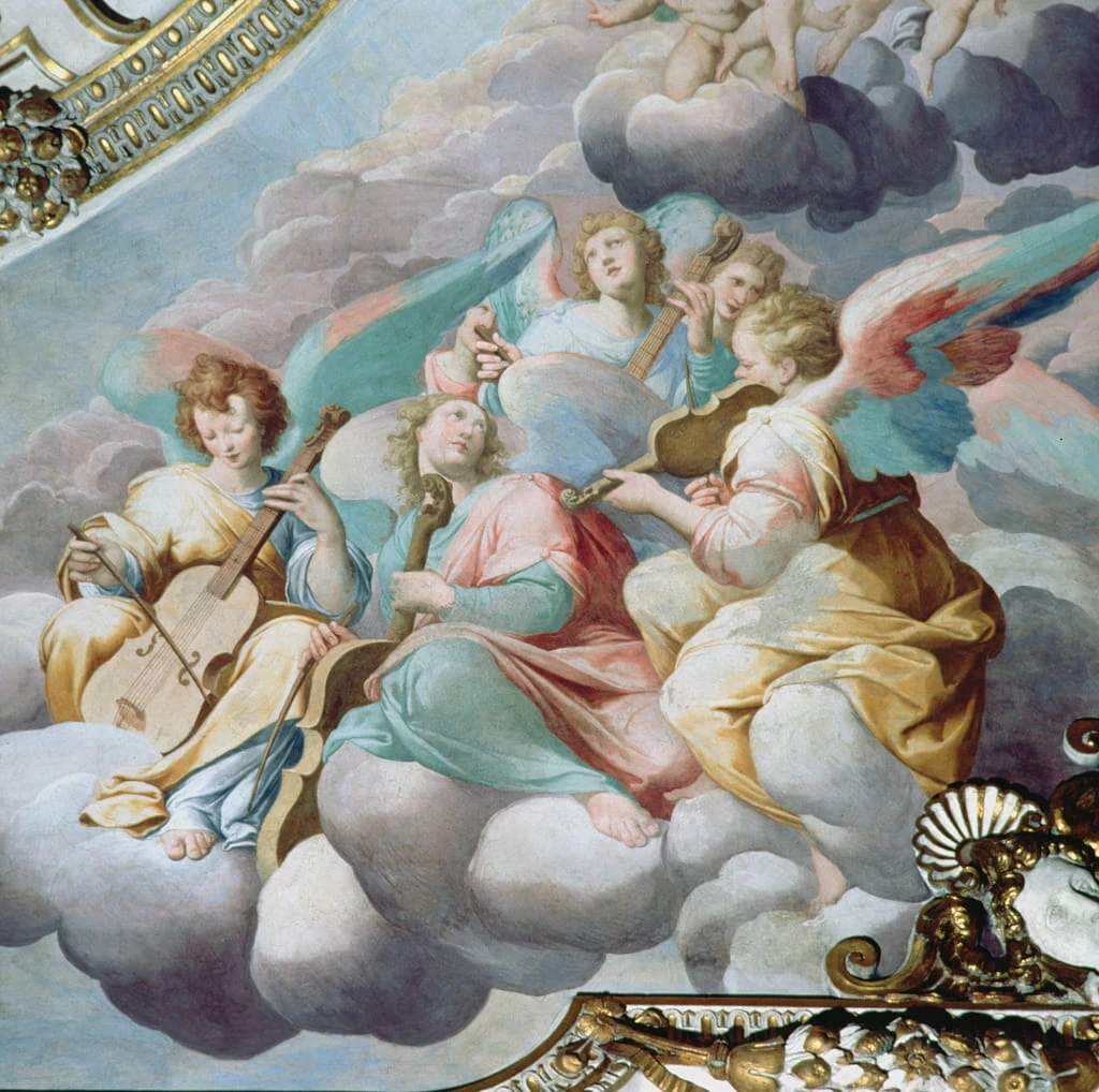Particolare di angeli musicanti dalla volta del coro - Chiesa di Sant'Angelo, Milano